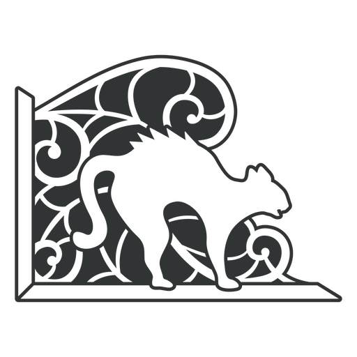 Elegante silueta de gato con diseño de ondas arremolinadas. Diseño PNG