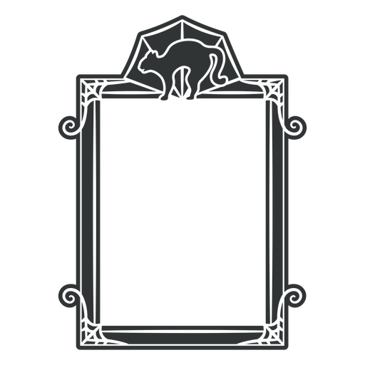 Elegante diseño enmarcado de gato negro. Diseño PNG