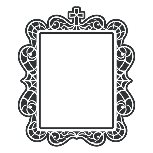 Intricate decorative frame design with cross accent PNG Design