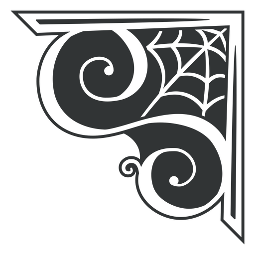 Elegante diseño de esquina decorativa con detalles de telaraña. Diseño PNG