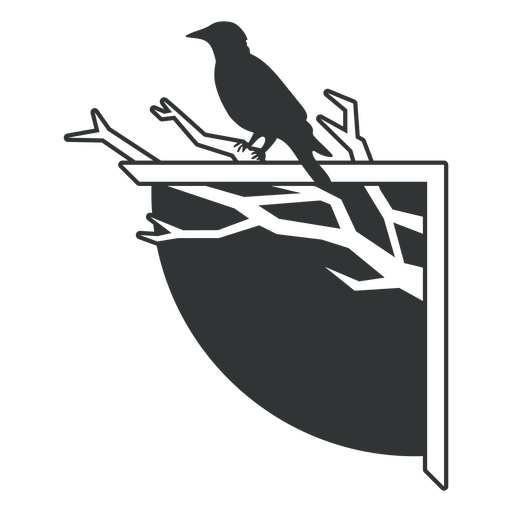 Design elegante de silhueta de pássaro com elementos de galhos Desenho PNG