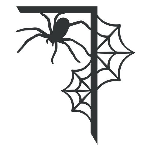 Design preto de uma aranha e teia Desenho PNG