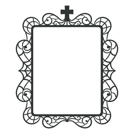 Intricate gothic frame design with cross accent PNG Design