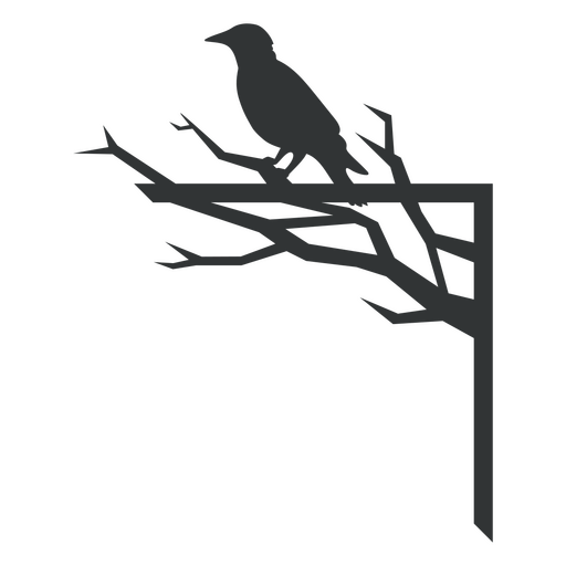 Silhouette of a bird perched on a tree branch PNG Design