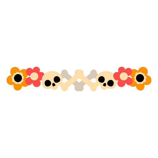 Design de borda lúdica com caveira e flor Desenho PNG