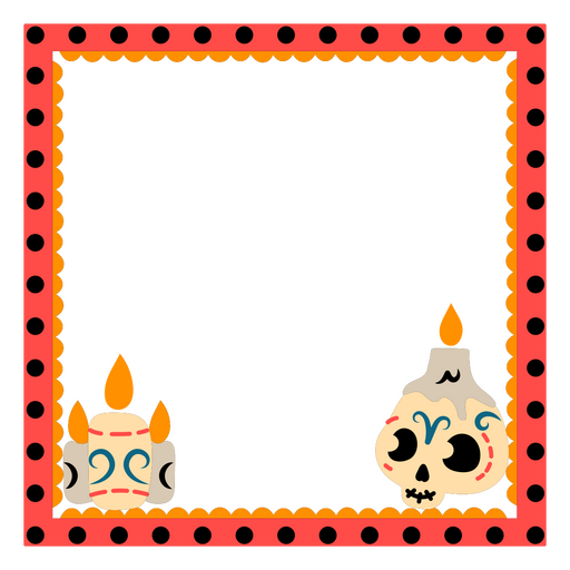 Day of the dead frame with skulls and candles PNG Design