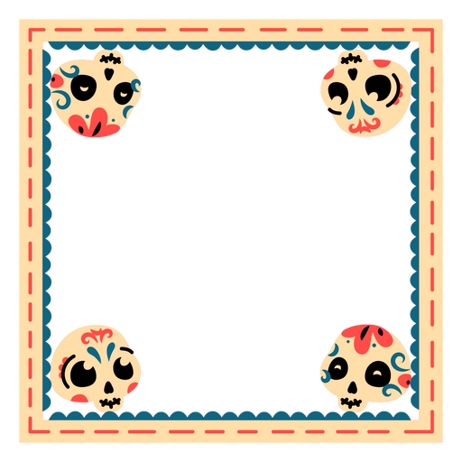 Diseño de borde de calavera de azúcar colorido Diseño PNG