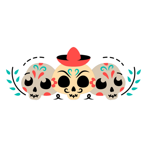 Tres calaveras de az?car Diseño PNG