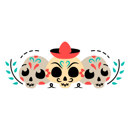 Three sugar skulls PNG Design