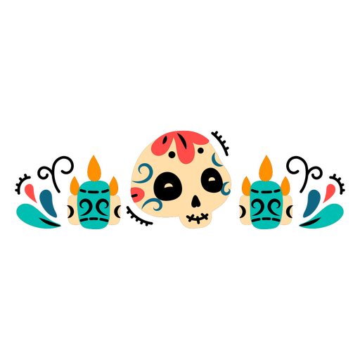 Day of the dead skull and candles PNG Design