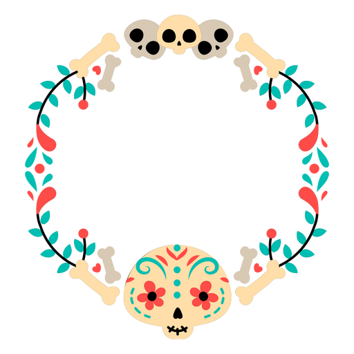 Day of the dead skull wreath png PNG Design
