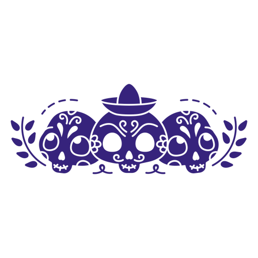 Three purple skulls PNG Design