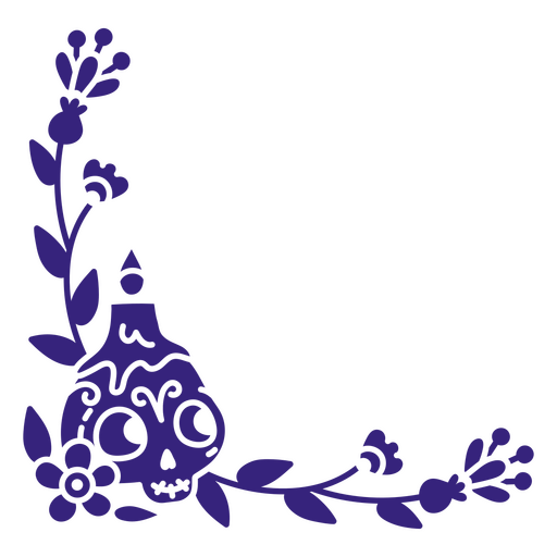 Desenho vetorial de caveira e flores lúdicas Desenho PNG