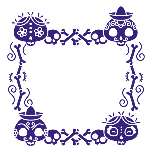 Design de moldura decorativa colorida para o dia dos mortos Desenho PNG
