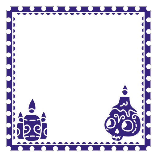 Decorative skull and candle border design PNG Design