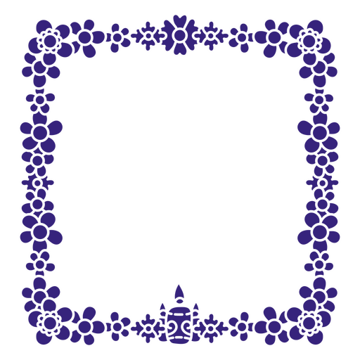 Diseño de borde floral vibrante con acento de vela. Diseño PNG