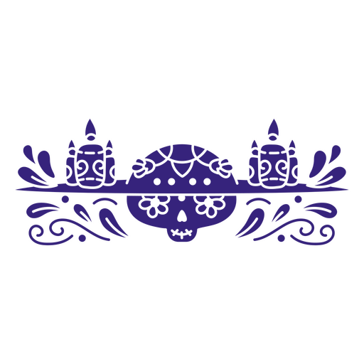 Intricate skull and candle decorative design PNG Design