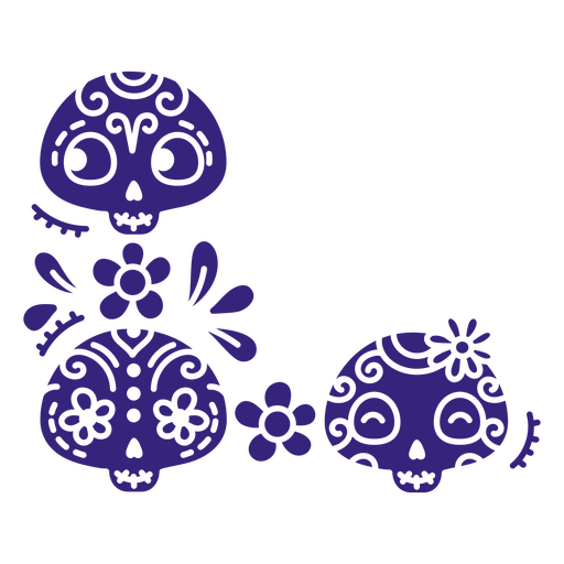 Three purple sugar skulls PNG Design