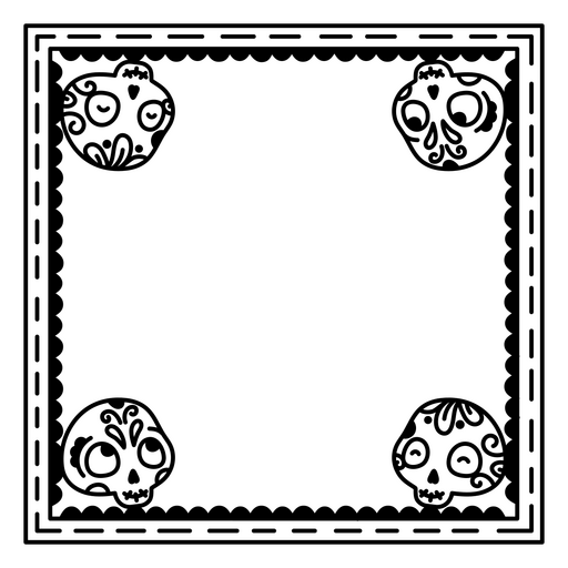 Design decorativo de borda de caveira de açúcar Desenho PNG
