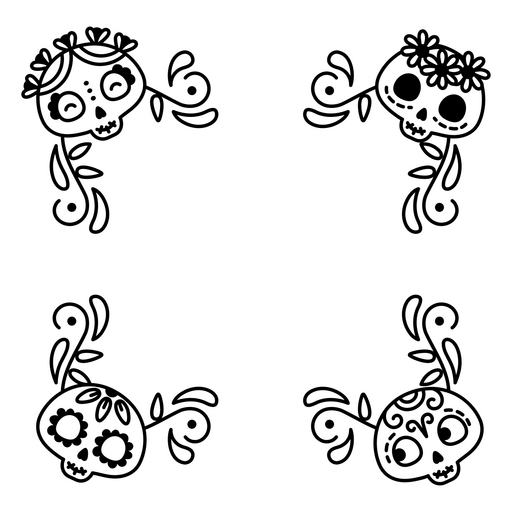 Padrão de arte divertida de caveira de açúcar Desenho PNG