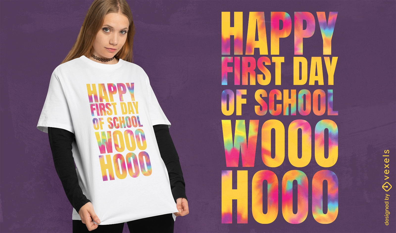 T-Shirt-Design mit Batikfärbung für den ersten Schultag