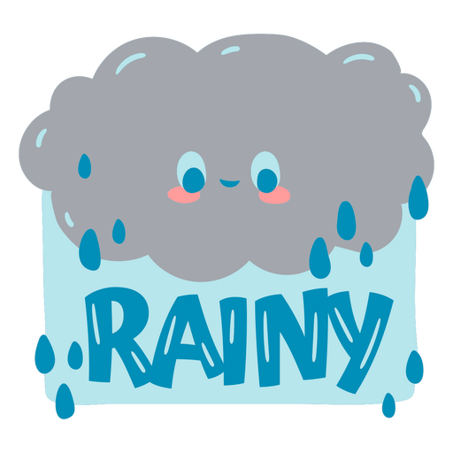 Cloud with the word rainy on it PNG Design