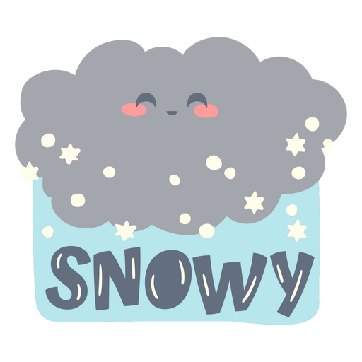 Cute cloud with the word snowy on it PNG Design
