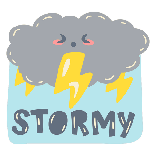 Ilustración divertida de clima tormentoso Diseño PNG
