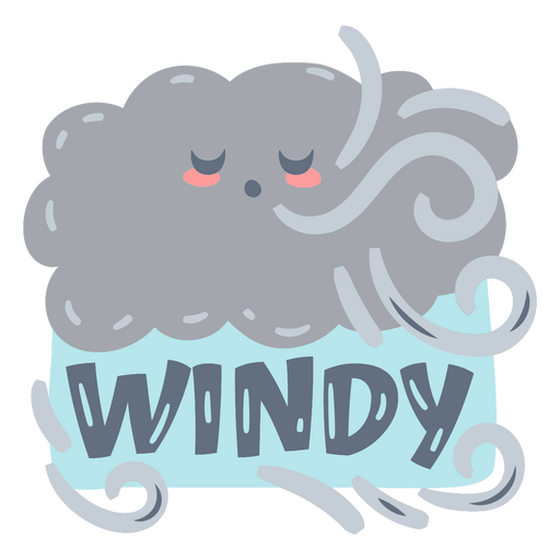 Wolke mit dem Wort windig darauf PNG-Design
