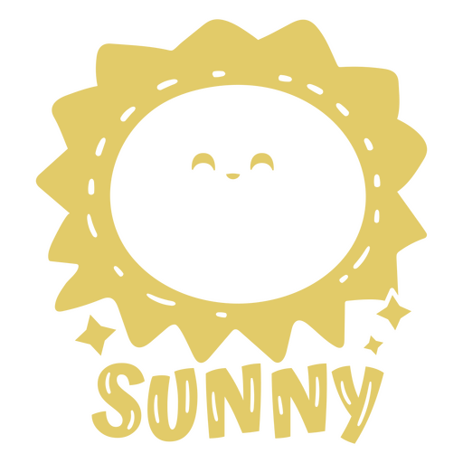 Yellow sun with the words sunny on it PNG Design