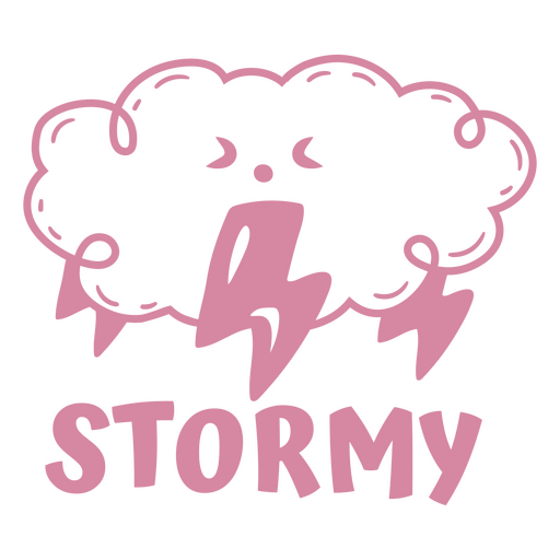 Pink cloud with the word stormy on it PNG Design