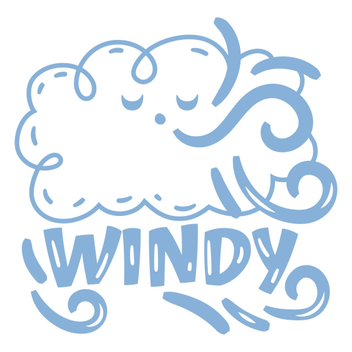 Blue cloud with the word windy on it PNG Design