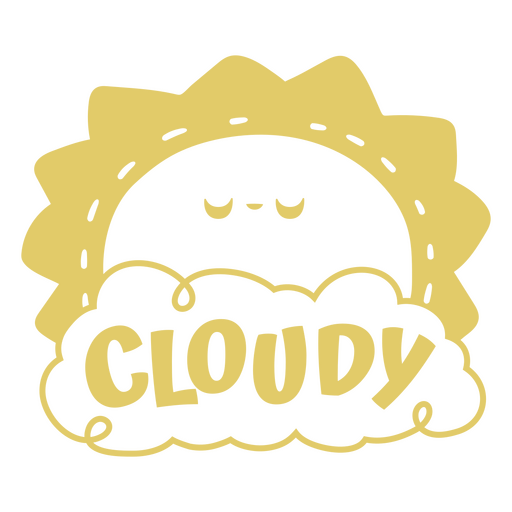 Bonita ilustración de cara de sol y nubes con diseño de camiseta con letras extravagantes Diseño PNG