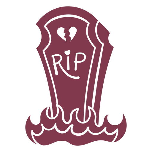 Gravestone with the word rip and a broken heart PNG Design