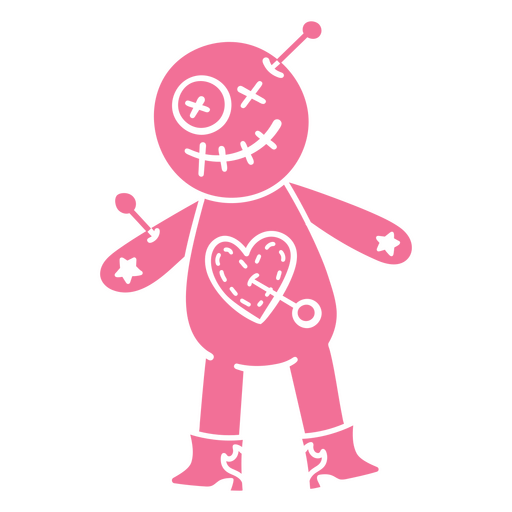 Pink vodoo doll with a heart on his chest PNG Design