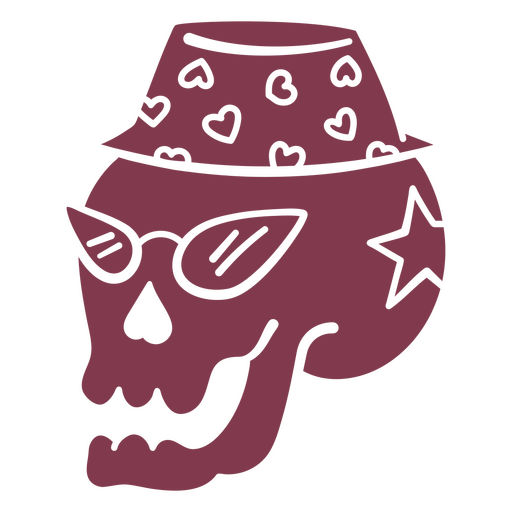 Caveira com óculos escuros e chapéu Desenho PNG