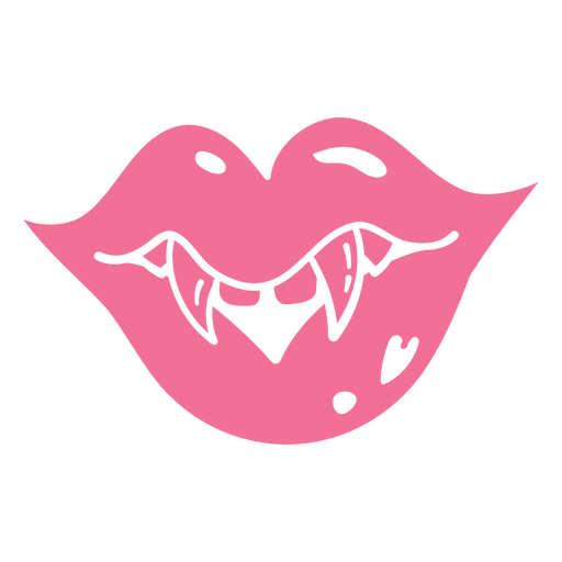 Pink lips with vampire teeth PNG Design