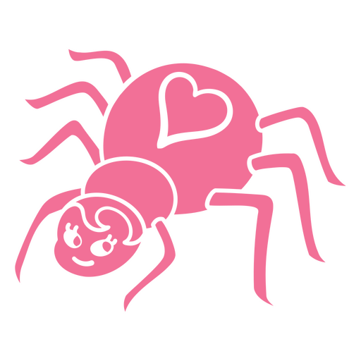 Araña rosa con un corazón Diseño PNG