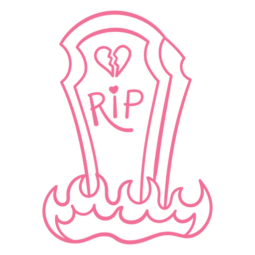 Pink tombstone with the word rip on it PNG Design