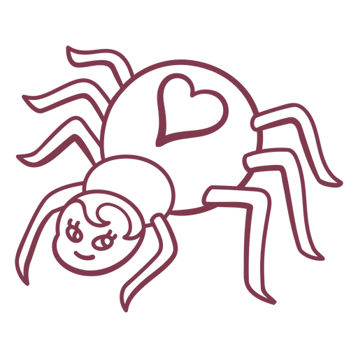 Spider with a heart stroke PNG Design