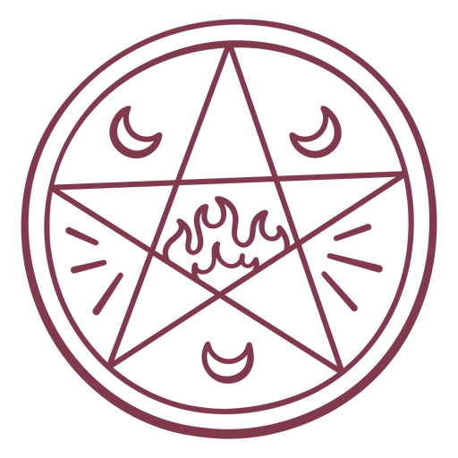 Pentagram with fire moons in it PNG Design