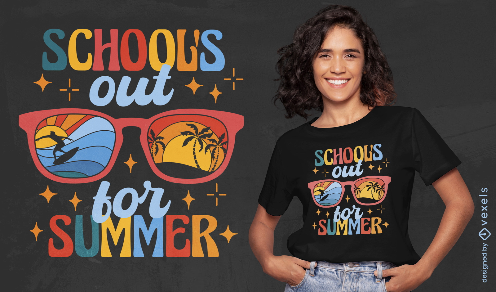 Escuelas fuera para el diseño de camiseta de verano.