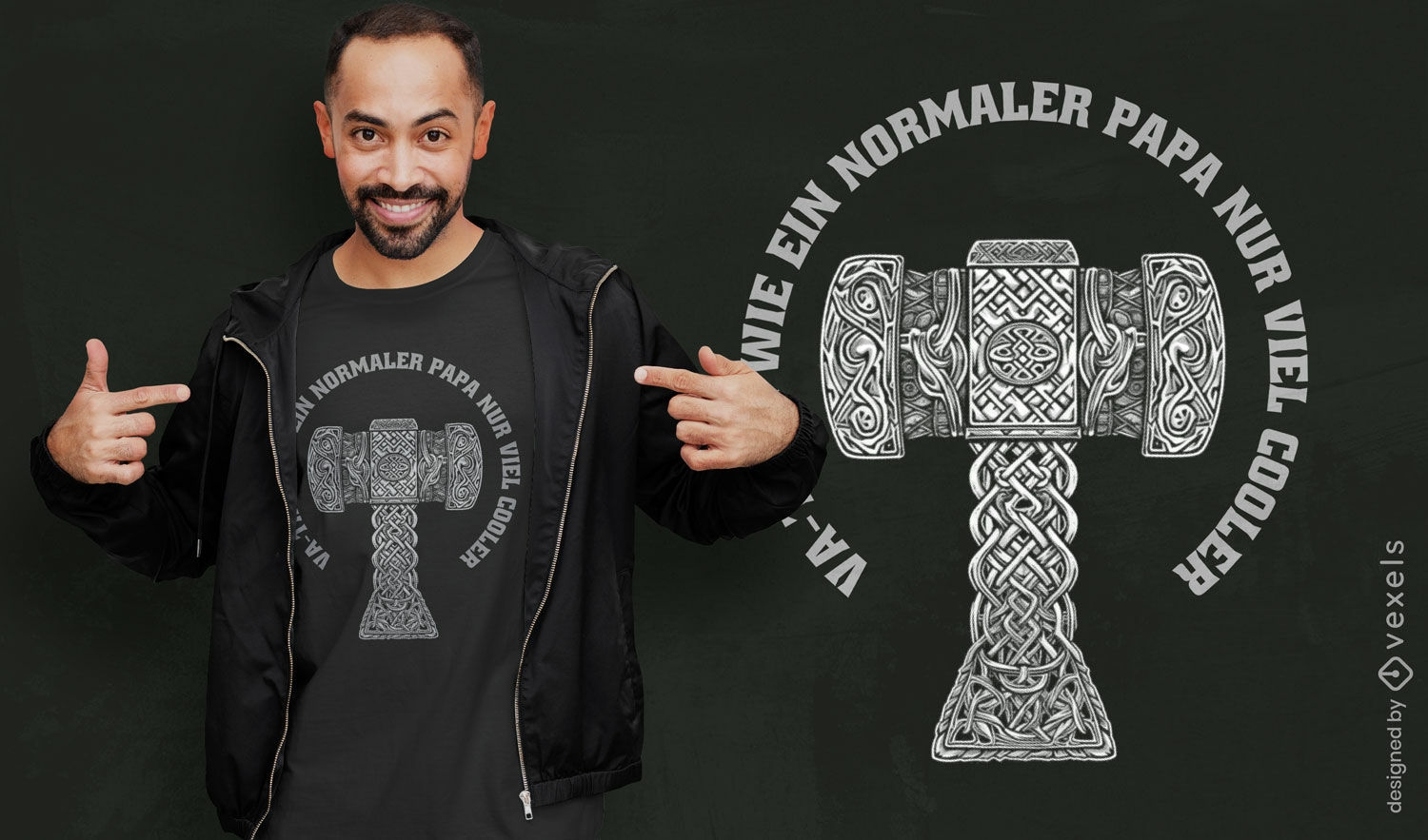 Viking hammer graphic t-shirt design