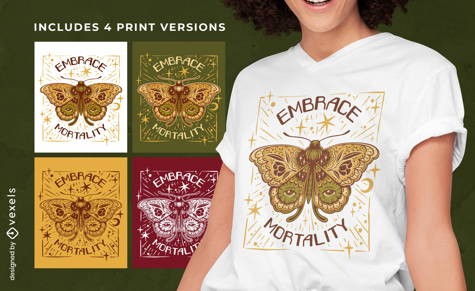 Trippy butterflies t-shirt design color variations