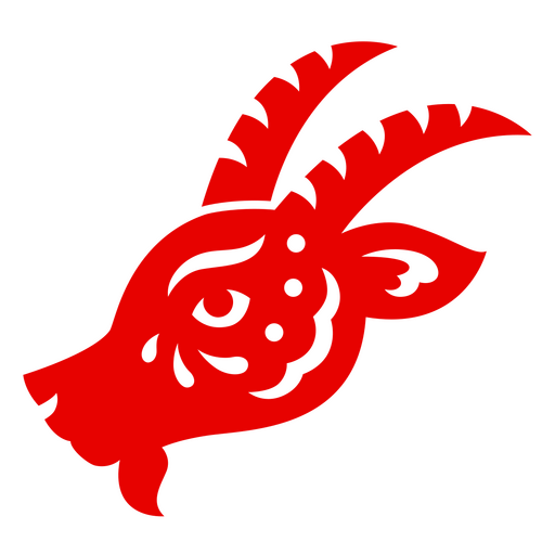 Design estilizado de cabeça de cabra vermelha Desenho PNG