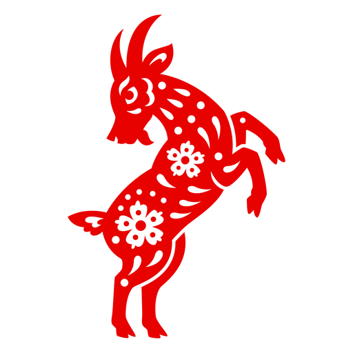 Decorative floral goat illustration design PNG Design