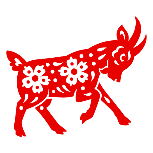 Desenho de silhueta de cabra floral Desenho PNG