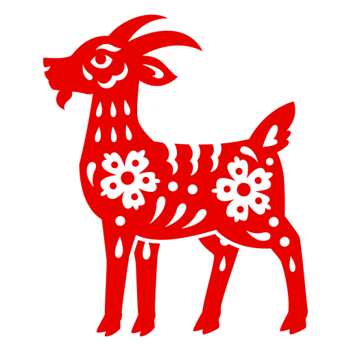 Design lúdico de cabra com elementos florais Desenho PNG
