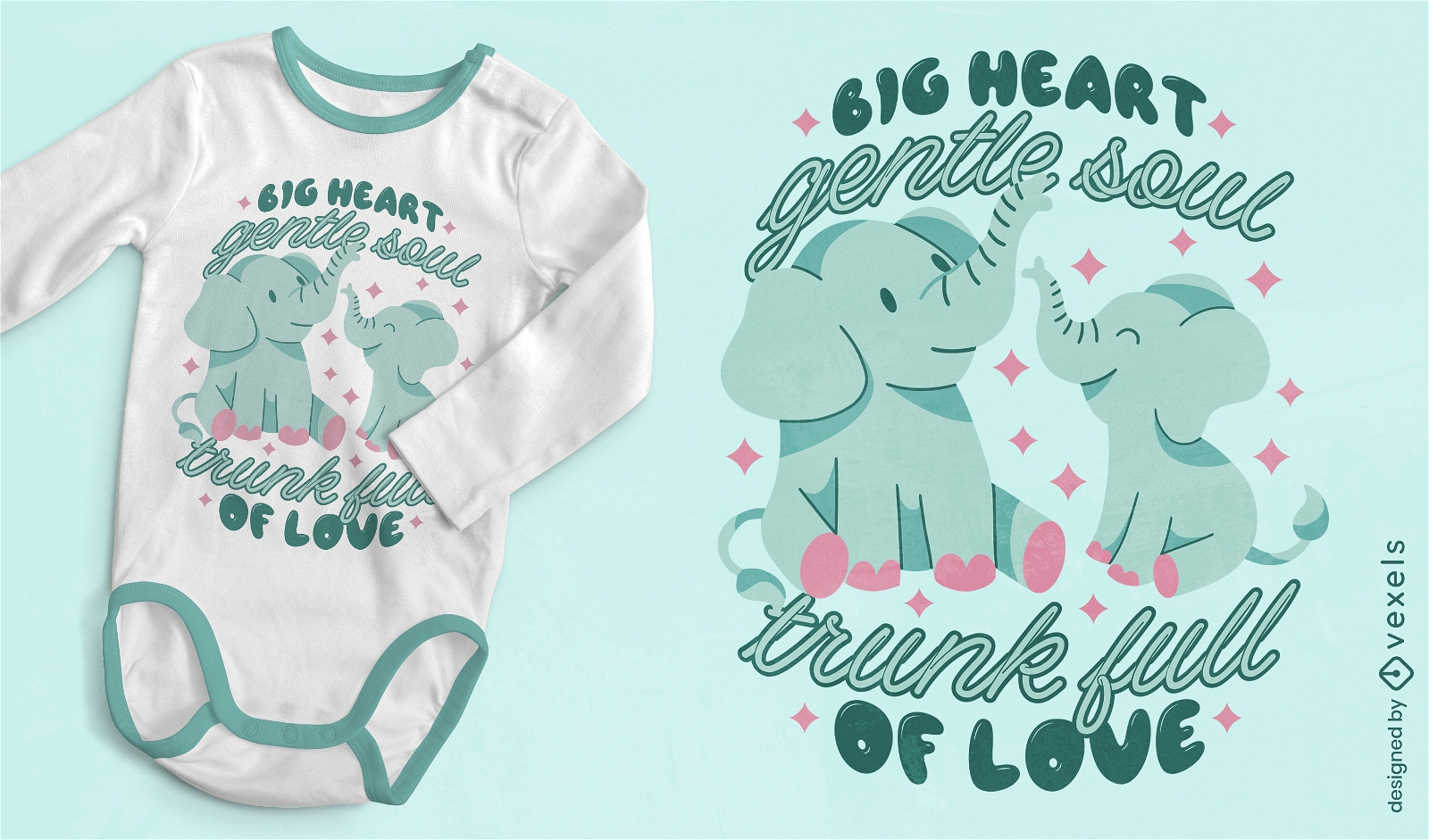 Design de camiseta de animais bebê elefantes