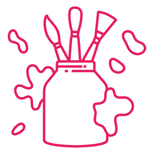 Playful art supply jar design with paintbrushes PNG Design